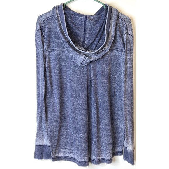 Jane & Delancey Blue Waffle Knit Hoodie Sweatshirt Medium Cotton/Polyester - Picture 2 of 5